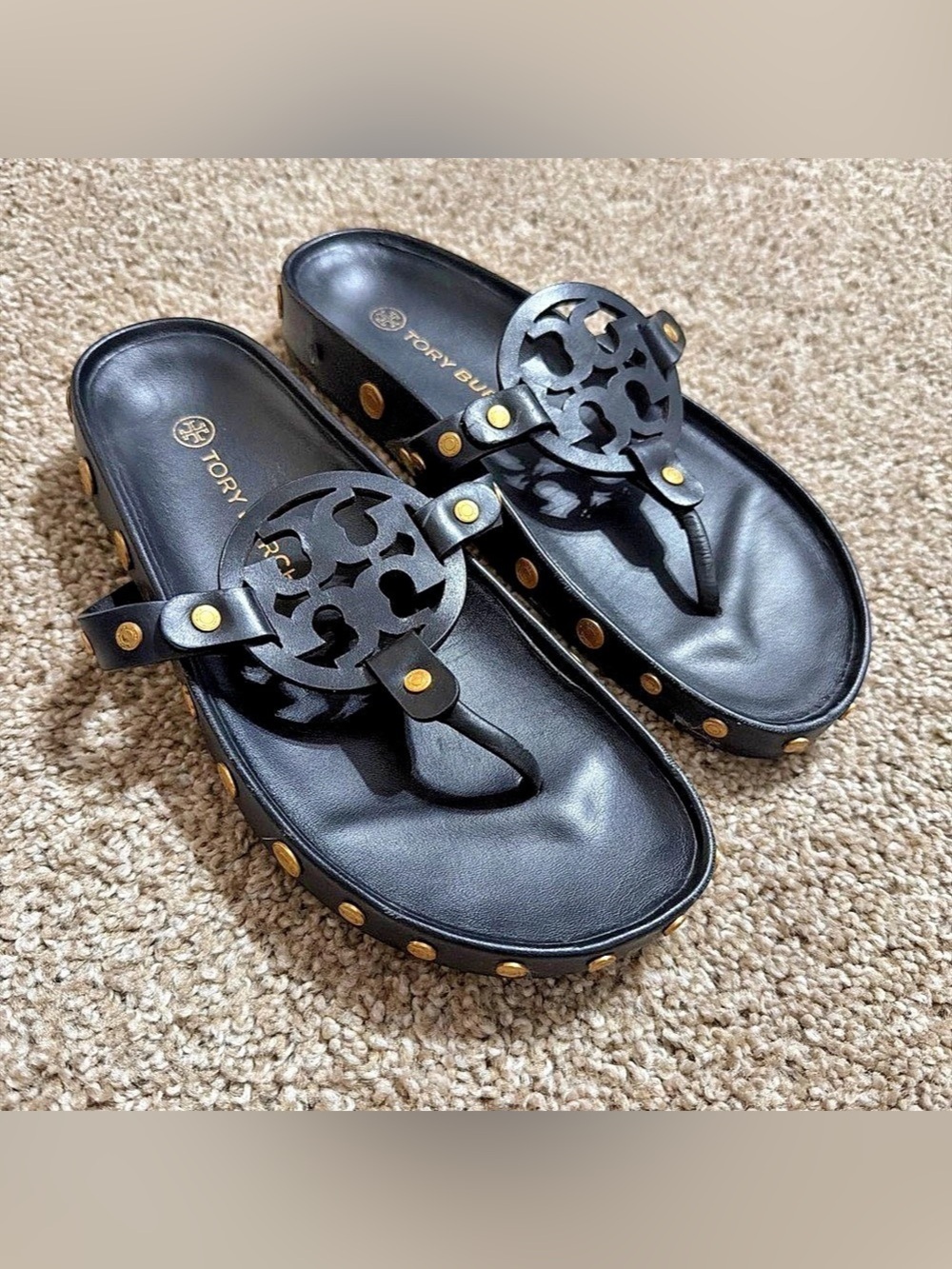 Tory Burch Studded Platform Wedge Sandal Black Sandals
